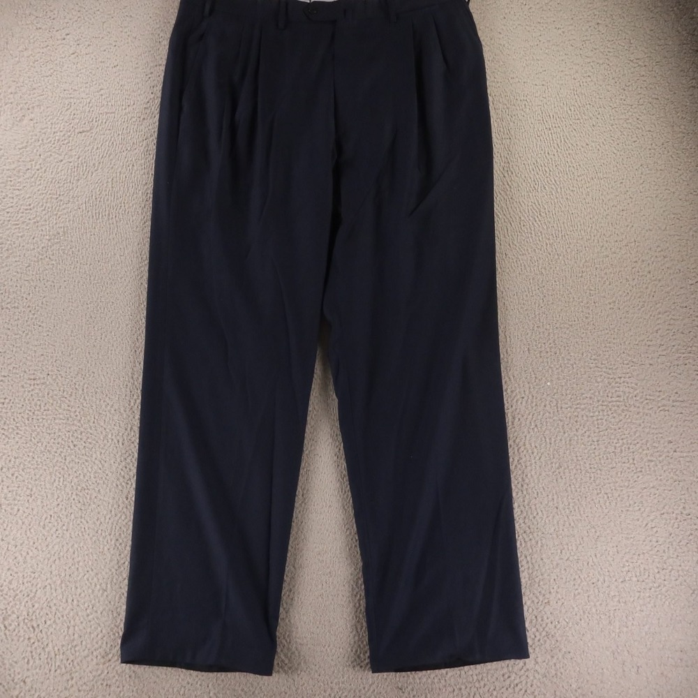 Germano Pants Mens 40x32 Blue 100% Wool Super 120s Loro Piana Made in Italy